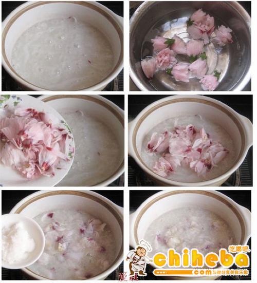 木槿花糯米粥的做法（排毒养颜菜谱）